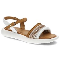 Białe Sandały Maciejka Wygodne Skórzane Buty. Białe sandały damskie Maciejka, z aplikacjami, z bawełny, bez obcasa, bez zapięcia. Za 175.00 zł.