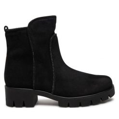 Botki Gabor. Czarne botki damskie Gabor, bez wzorów, bez obcasa, na płaskiej podeszwie, bez zapięcia. Za 709.99 zł.
