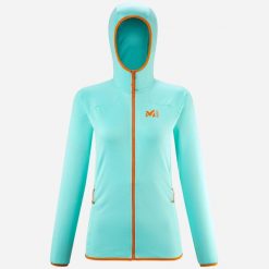 Bluza turystyczna polarowa damska Millet Lokka Hoodie Iii W. Niebieskie bluzy damskie Millet, l, bez wzorów, z polaru, sportowe, bez ramiączek, bez kaptura. Za 549.00 zł.