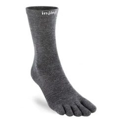 Skarpetki Injinji Liner Crew Wool. Szare skarpetki damskie Injinji, bez wzorów, ze skóry. Za 137.50 zł.
