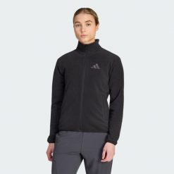 Kurtka Terrex Multi Essentials Full Zip Fleece. Czarne kurtki sportowe damskie Adidas, l, bez wzorów, z materiału, bez ramiączek, bez kaptura, trekkingowe. Za 219.00 zł.
