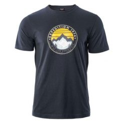 Koszulka męska Hi-Tec Zergo - granatowa, Rozmiar M. T-shirty męskie Hi-tec, m, bez wzorów, z bawełny, bez kołnierzyka, bez ramiączek. Za 44.99 zł.