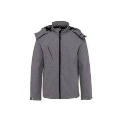 Kurtka z kapturem Kariban Softshell. Szare kurtki męskie KARIBAN, m, bez wzorów, z elastanu, z kapturem. Za 307.00 zł.