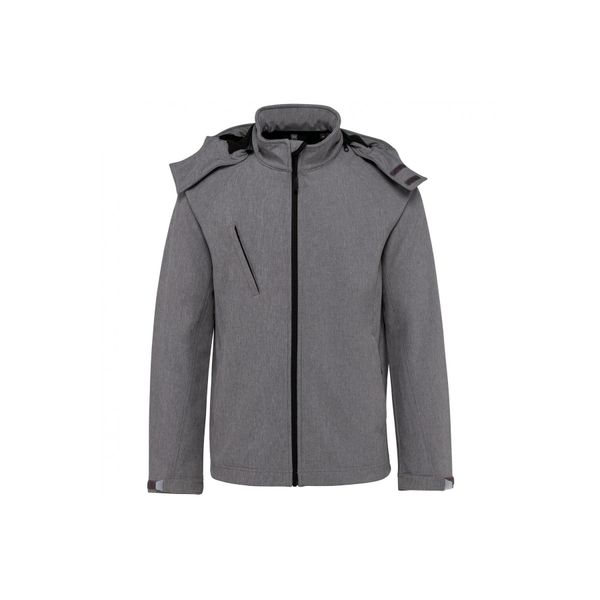 Kurtka z kapturem Kariban Softshell. Szare kurtki męskie KARIBAN, m, bez wzorów, z elastanu, z kapturem. Za 245.50 zł.