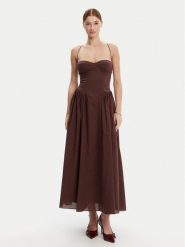 Bardot Sukienka wieczorowa 59786DB Brązowy Regular Fit. Brązowe sukienki damskie Bardot, bez wzorów, z bawełny, wizytowe, bez kołnierzyka, bez ramiączek. Za 419.99 zł.