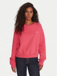 Tommy Jeans Bluza Silver Script DW0DW21961 Różowy Regular Fit. Czerwone bluzy damskie Tommy Jeans, l, bez wzorów, z bawełny, bez ramiączek, bez kaptura. Za 289.99 zł.