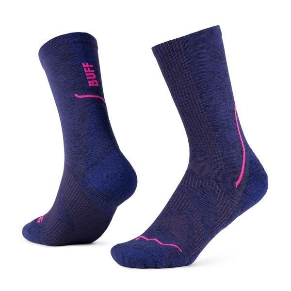 Skarpety do biegania Buff Dryflx Crew Sock DC. Niebieskie skarpetki damskie Buff, bez wzorów, z elastanu. Za 109.99 zł.