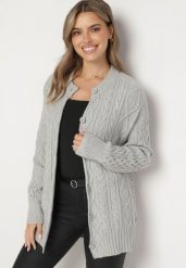Szary Rozpinany Kardigan Ozdobiony Tłoczeniem Melorisse. Szare kardigany damskie Born2be, z aplikacjami, z jeansu, eleganckie, bez kołnierzyka. Za 139.99 zł.