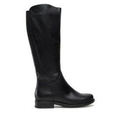 Kozaki Lasocki. Czarne kozaki damskie Lasocki, bez wzorów, bez obcasa, na płaskiej podeszwie, bez zapięcia. Za 379.99 zł.