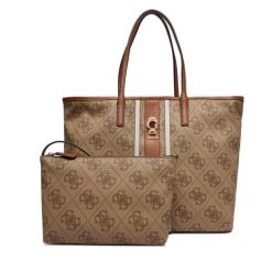 Torebka Guess. Brązowe shopperki damskie Guess, z aplikacjami, bez dodatków. Za 469.99 zł.