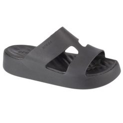 Klapki damskie Crocs 209409001. Czarne klapki damskie Crocs, bez wzorów, z materiału, sportowe, bez obcasa, bez zapięcia. Za 196.00 zł.