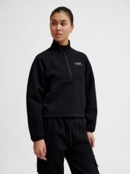 Damska bluza z zamkiem błyskawicznym Hummel Tech Fleece Boxy. Czarne bluzy damskie Hummel, na wiosnę, m, bez wzorów, z bawełny, klasyczne, bez ramiączek, bez kaptura. Za 352.50 zł.