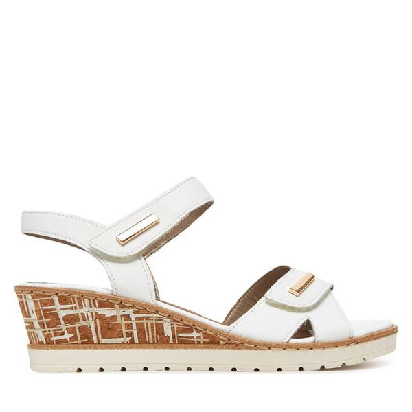 Sandały Remonte. Białe sandały damskie Remonte, bez wzorów, bez obcasa, na koturnie, bez zapięcia. Za 359.99 zł.