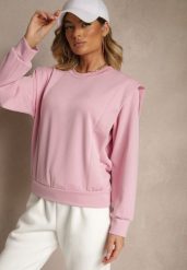 Różowa Bluza z Wiskozą z Szerokimi Ramionami Alioris. Czerwone bluzy damskie Renee, bez wzorów, z jeansu, casualowe, bez ramiączek, bez kaptura. Za 69.99 zł.