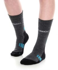 Skarpety damskie trekkingowe z wełną merino Brubeck Trekking Light. Niebieskie skarpetki damskie Brubeck, bez wzorów, z dzianiny. Za 64.99 zł.
