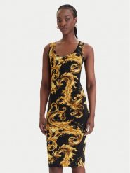 Versace Jeans Couture Sukienka codzienna 80HAO946 JS533 Czarny Slim Fit. Czarne sukienki damskie Versace Jeans Couture, na co dzień, bez wzorów, z jeansu, bez kołnierzyka, bez ramiączek, proste. Za 901.99 zł.