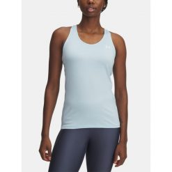 Dasmski Top Na Ramiączkach Under Armour Tech Mesh Racer Tank. Niebieskie koszulki sportowe damskie Under Armour, bez wzorów, z meshu, bez zapięcia, na fitness i siłownię. Za 129.99 zł.