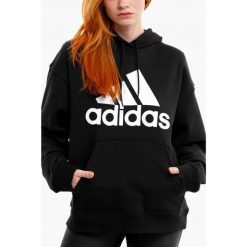 Bluza damska adidas Essentials Big Logo Oversized French Terry Hoodie. Czarne bluzy damskie Adidas, bez wzorów, z bawełny, bez ramiączek, bez kaptura. Za 215.99 zł.
