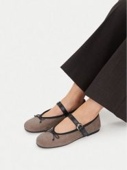 GINO ROSSI Baleriny C-24546LCP-DILETTA Szary. Szare balerinki damskie Gino Rossi, bez wzorów, ze skóry, bez obcasa, bez zapięcia. Za 229.99 zł.