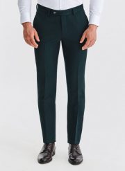 PAKO LORENTE – Zielone spodnie garniturowe. Zielone garnitury męskie Pako Lorente, m, bez wzorów, z bawełny, eleganckie. Za 599.99 zł.
