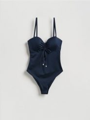 Modelujący strój kąpielowy - granatowy. Niebieskie stroje kąpielowe damskie Reserved, bez wzorów. Za 139.99 zł.