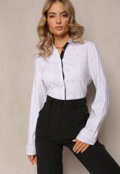 Granatowa Casualowa Koszula w Delikatne Paski Zapinana na Guziki Firvela. Niebieskie koszule damskie Renee, s, bez wzorów, z bawełny, bez kołnierzyka, bez ramiączek. Za 39.99 zł.