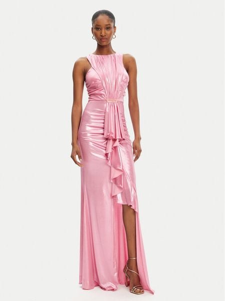 Babylon Sukienka wieczorowa MF0204 Różowy Regular Fit. Czerwone sukienki damskie Babylon, bez wzorów, z syntetyku, wizytowe, bez kołnierzyka, bez ramiączek. Za 1,079.00 zł.