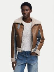 Desigual Kurtka z imitacji skóry Double 25WWEW39 Brązowy Regular Fit. Brązowe kurtki damskie Desigual, xl, bez wzorów, z bawełny, bez kaptura. Za 710.95 zł.