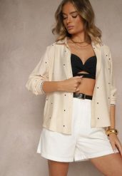 Beżowa Koszula z Wiskozy w Serca Koliselle. Brązowe koszule damskie Renee, l, bez wzorów, z wiskozy, eleganckie, bez kołnierzyka, bez ramiączek. Za 79.99 zł.