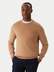 Tommy Hilfiger Sweter MW0MW28046 Beżowy Regular Fit. Brązowe swetry męskie Tommy Hilfiger, m, bez wzorów, z bawełny, bez kołnierzyka, bez ramiączek. Za 519.99 zł.