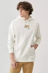 LEE LOOSE HOODIE MĘSKA BLUZA Z KAPTUREM LOGO ECRU L83SSPNQ 112145616. Bluzy męskie Lee, l, bez wzorów, z kapturem. Za 149.99 zł.