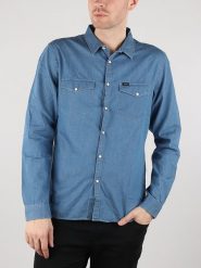 LEE SS CHETOPA SHIRT MĘSKA KOSZULA JEANSOWA MEDIEVAL BLUE L66AJO13 112116301. Niebieskie koszule męskie Lee, l, bez wzorów, z jeansu, bez kołnierzyka, bez ramiączek. Za 149.99 zł.