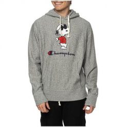 Bluza sportowa męska Champion X Peanuts. Szare bluzy sportowe męskie Champion, m, bez wzorów, z kapturem. Za 307.00 zł.