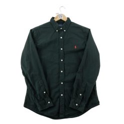 Second life - Klasyczna koszula męska jednolita Slim Fit - Jak nowy. Czarne koszule męskie Ralph Lauren, l, bez wzorów, z materiału, biznesowe, bez kołnierzyka, bez ramiączek. Za 212.96 zł.