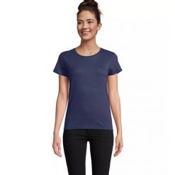 Dopasowana koszulka T-shirt z jerseyu dla kobiet Sol's Pioneer. Niebieskie bluzki damskie SOL'S, s, bez wzorów, z jersey, bez kołnierzyka, bez ramiączek. Za 30.50 zł.