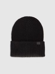 4F Czapka zimowa damska - czarna Uniwersalny. Czarne czapki damskie 4F, na zimę, bez wzorów, z materiału. Za 99.99 zł.