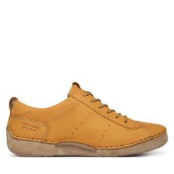 Półbuty Josef Seibel. Żółte półbuty damskie Josef Seibel, bez wzorów, bez obcasa, na płaskiej podeszwie, bez zapięcia. Za 389.99 zł.