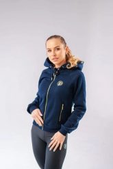 Bluza jeździecka Josie. Niebieskie bluzy damskie JD ATTACK, l, bez wzorów, z bawełny, biznesowe, bez ramiączek, bez kaptura. Za 332.05 zł.