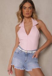 Niebieskie Szorty Jeansowe z Bawełny Ozdobione Cyrkoniami Folisca. Niebieskie szorty damskie Renee, z aplikacjami, z bawełny, eleganckie. Za 69.99 zł.