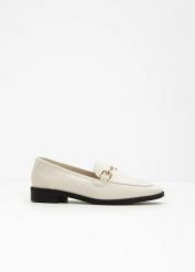 Loafersy ze sprzączką. Białe balerinki damskie bonprix, bez wzorów, bez obcasa, bez zapięcia. Za 107.99 zł.