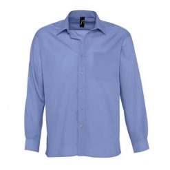 Męska Koszula Z Długim Rękawem Baltimore Poplin. Niebieskie koszule męskie SOL'S, l, bez wzorów, casualowe, bez kołnierzyka, bez ramiączek. Za 125.99 zł.