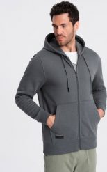 Ombre Rozpinana bawełniana męska dresowa bluza BASIC grafitowa V11 OM-SSBZ-0160 XL. Szare bluzy męskie Ombre, m, bez wzorów, z bawełny, bez ramiączek, bez kaptura. Za 199.99 zł.