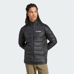 Kurtka Terrex Multi Light Down. Czarne kurtki męskie Adidas, uniwersalny, bez wzorów, z materiału, sportowe, bez kaptura. W wyprzedaży za 469.50 zł.