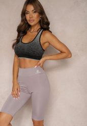 Jasnofioletowe Szorty w Stylu Kolarek High Waist Wykończone Gumką w Pasie Elenea. Fioletowe szorty damskie Renee, bez wzorów, z podwyższonym stanem. Za 9.99 zł.