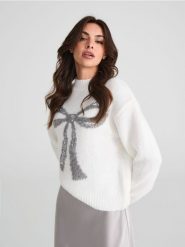 Sweter - wielobarwny. Swetry nierozpinane damskie Sinsay, l, bez wzorów, wizytowe, bez kołnierzyka, bez ramiączek. Za 69.99 zł.