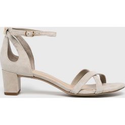 Lauren Ralph Lauren - Sandały. Szare sandały damskie Lauren Ralph Lauren, bez wzorów, z materiału, z okrągłym noskiem, bez obcasa, na obcasie, bez zapięcia. W wyprzedaży za 299.90 zł.