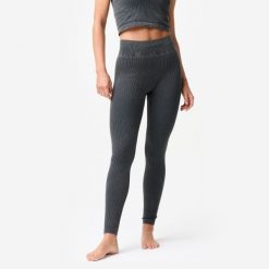 Legginsy do jogi i pilatesu damskie Domyos seamless. Szare legginsy damskie DOMYOS, bez wzorów, z elastanu. Za 129.99 zł.