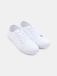Sznurowane trampki - biały. Białe trampki i tenisówki damskie Sinsay, bez wzorów, bez zapięcia. Za 39.99 zł.