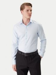 Calvin Klein Koszula LV019EU090 Niebieski Slim Fit. Niebieskie koszule męskie Calvin Klein, m, bez wzorów, z bawełny, biznesowe, bez kołnierzyka, bez ramiączek. Za 369.99 zł.