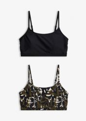 Biustonosz bikini bustier, 2 szt., gładki i z nadrukiem. Czarne stroje kąpielowe damskie bonprix, bez wzorów. Za 119.99 zł.
